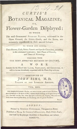 Curtis's Botanical Magazine (1801). Vol. 26-27