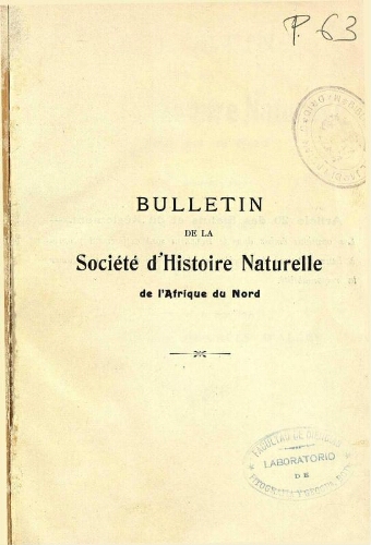 Bulletin de la Société d'histoire naturelle de l'Afrique du nord [...] Tome seizième