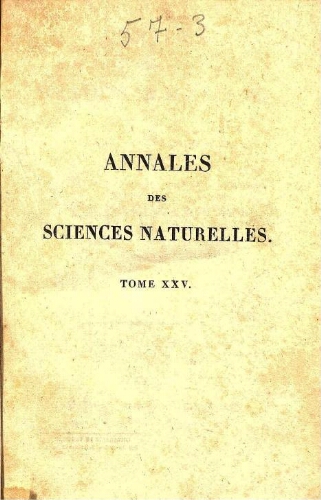 Annales des sciences naturelles [...] Tome vingt-cinquième