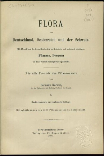 Flora von Deutschland, Oesterreich und der Schweiz. 2. verm. und verb. Aufl. [Band] 1