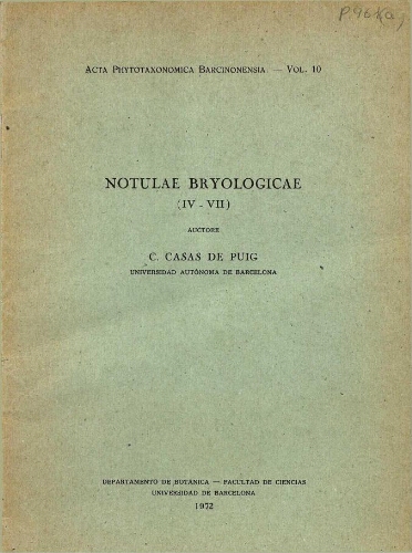 Notulae bryologicae (IV-VII)