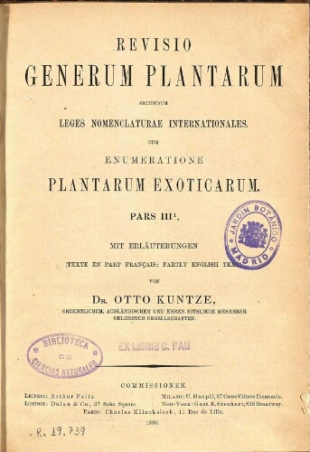 Revisio generum plantarum [...] Pars III.I