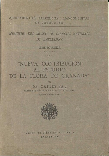 Memòries del Museu de Ciències Naturals de Barcelona. Sèrie botànica ; Volum 1 ; N.º 1