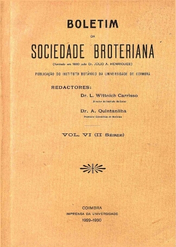Boletim da Sociedade Broteriana. Vol. VI (II Série)