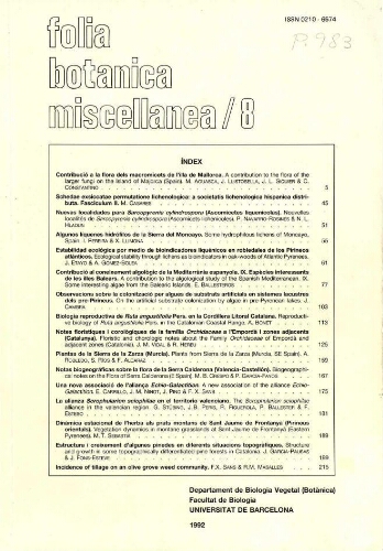 Folia Botanica Miscellanea. [Vol.] 8