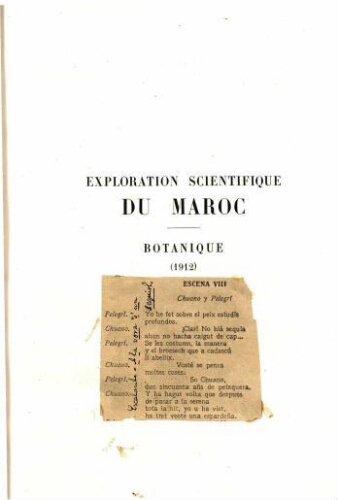 Exploration Scientifique du Maroc [...] Premier fascicule. Botanique