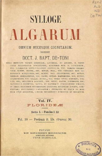 Sylloge algarum [...] Vol. IV. Sectio. I