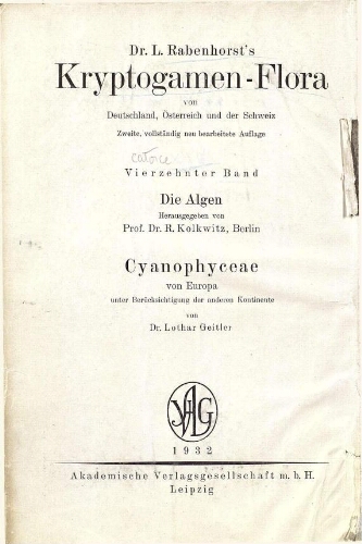 Rabenhorst's Kryptogamen-Flora [...] Zweite Auflage [...] [Band 14]