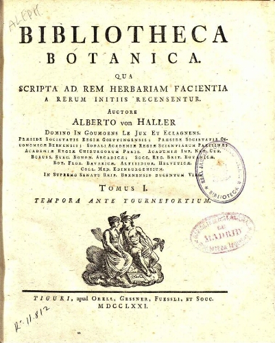 Bibliotheca botanica [...] Tomus I