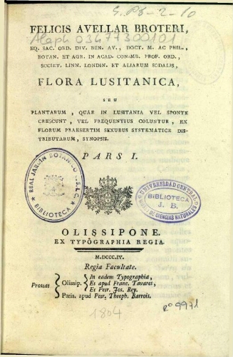 Flora Lusitanica [...] Pars I