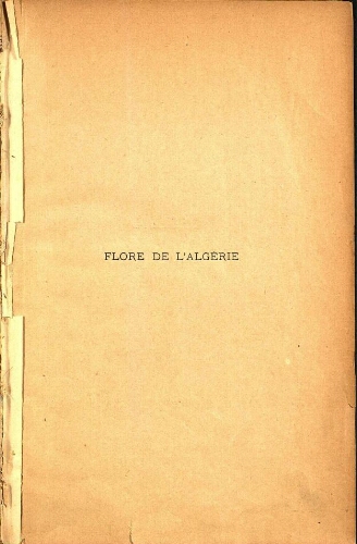 Flore de l'Algérie [...] Monocotylédones