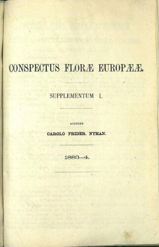 Conspectus florae europaeae. Supplementum I