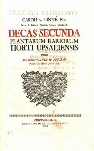 Decas secunda plantarum rariorum Horti Upsaliensis