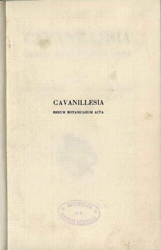 Cavanillesia [...] Vol. VI