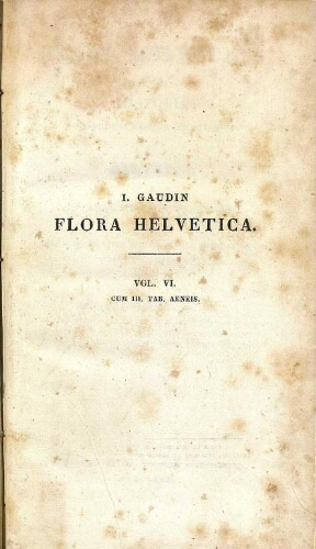 Flora Helvetica [...] Vol. VI