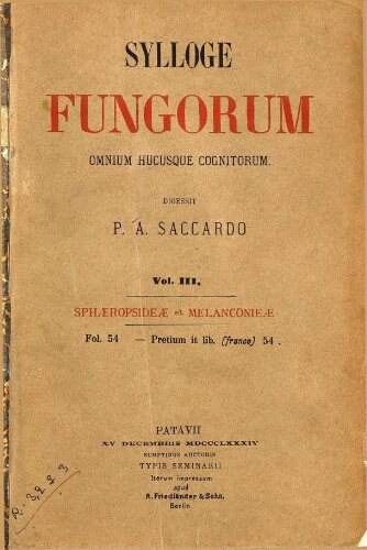 Sylloge fungorum [...] Vol. III