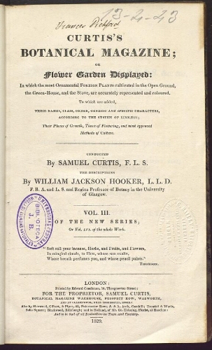Curtis's Botanical Magazine (1801). Vol. 56 (Vol. 3 of the new series)