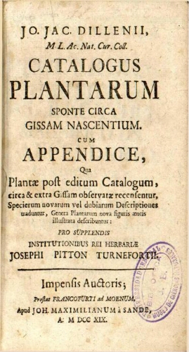 Catalogus plantarum sponte circa Gissam nascentium
