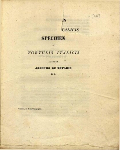 Specimen de Tortulis Italicis