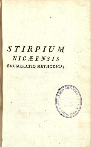 Stirpium praecipuarum littoris et agri Nicaeensis enumeratio methodica
