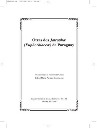 Otras dos Jatrophae (Euphorbiaceae) de Paraguay
