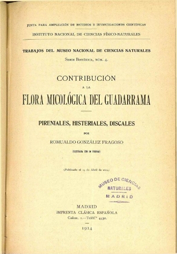 Contribución a la flora micológica del Guadarrama. Pireniales, Histeriales, Discales