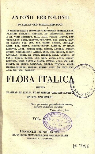 Flora Italica [...] Vol. VI