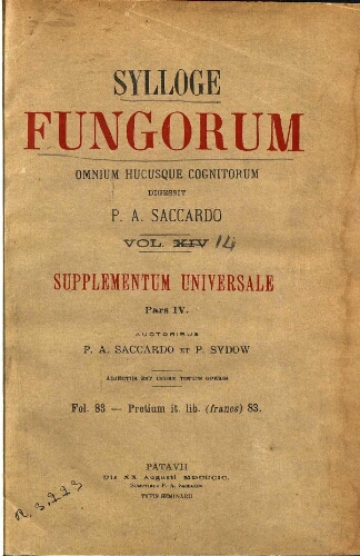 Sylloge fungorum [...] Vol. XIV