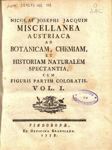 Miscellanea Austriaca [...] Vol. I