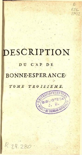 Description du Cap de Bonne-Esperance [...] Tome troisième
