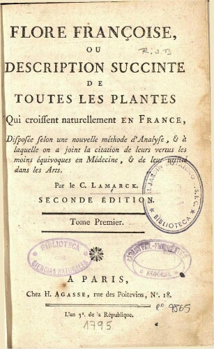 Flore françoise [...] Seconde édition. Tome Premier