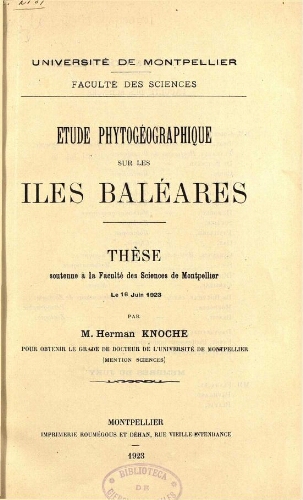 Étude phytogéographique sur les Iles Baléares
