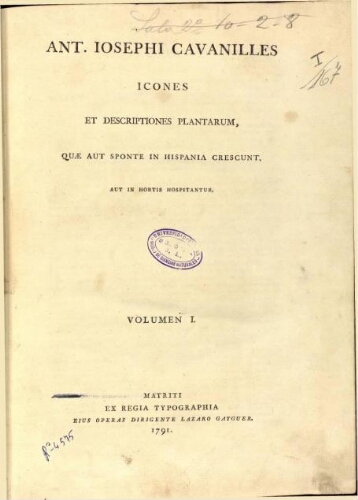 Icones et descriptiones plantarum [...] Volumen I