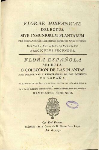 Florae Hispanicae delectus [...] Ramillete segundo