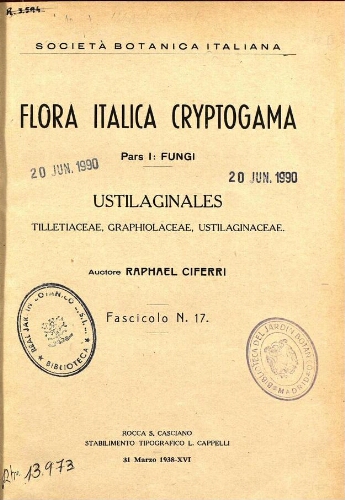Flora Italica cryptogama. Pars I: Fungi. [...] Fascicolo N. 17