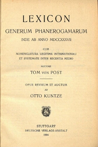 Lexicon generum phanerogamarum [2.ª impr.]