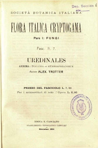 Flora Italica cryptogama. Pars I: Fungi. Fasc. N. 7