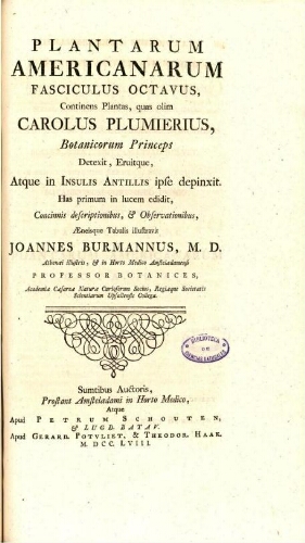 Plantarum Americanarum fasciculus octavus