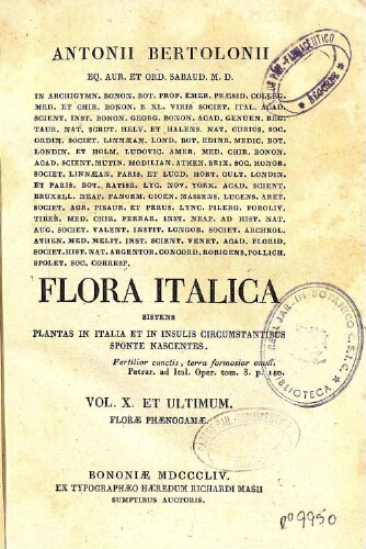 Flora Italica [...] Vol. X