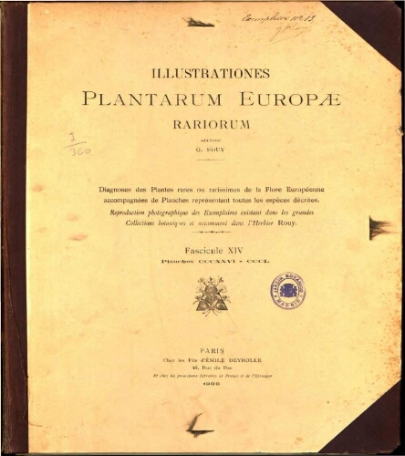 Illustrationes plantarum Europae rariorum. Fasc. 14