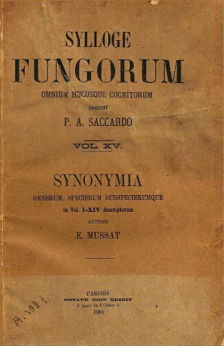 Sylloge fungorum [...] Vol. XV