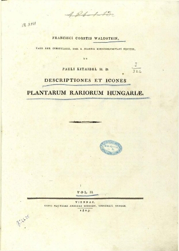 Descriptiones et icones plantarum rariorum Hungariae. Vol. 2