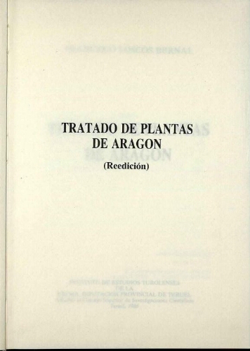Tratado de plantas de Aragon [...] Tercera edición. Edición del Semanario Farmacéutico
