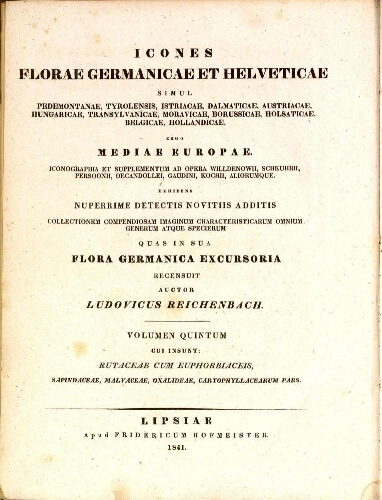 Icones florae Germanicae et Helveticae [...] Volumen quintum