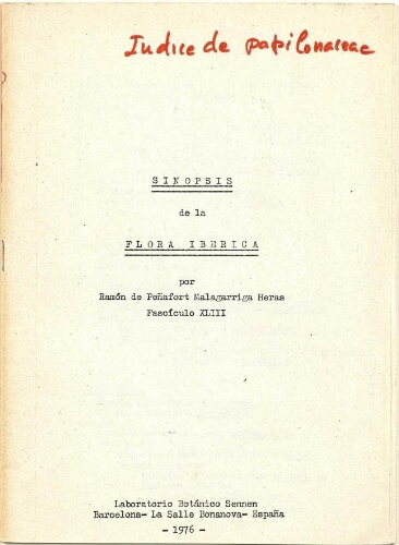 Sinopsis de la flora ibérica [...] Fascículo XLIII