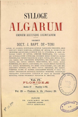Sylloge algarum [...] Vol. IV Sectio. IV