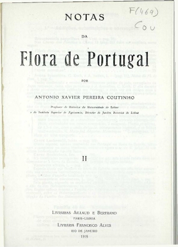 Notas da Flora de Portugal [...] II