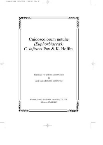 Cnidoscolorum notulae (Euphorbiaceae): C. infestus Pax & K. Hoffm.