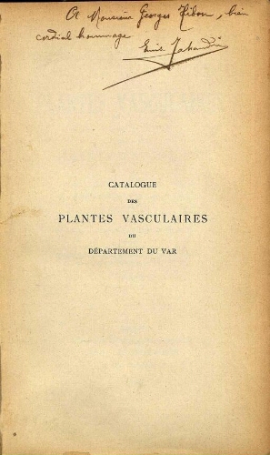Catalogue des plantes vasculaires qui croissent naturellement dans le département du Var