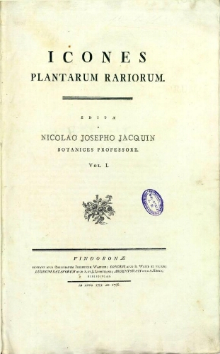Icones plantarum rariorum [...] Vol. I